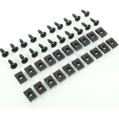 Kit vingt vis de carrosserie noir Ø5x15mm avec agrafes pour moto