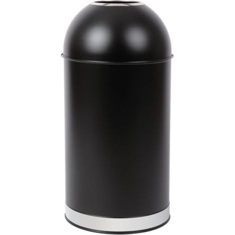 Poubelle inox dôme 40 Litres finition acier poudré noire (1/5)