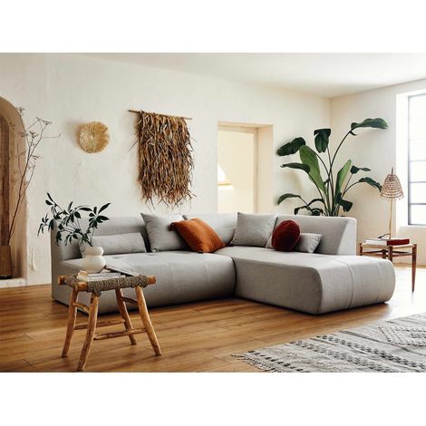 Onyx – modulares 5-sitzer ecksofa rechts – aus stoff - hellgrau