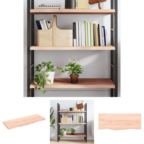 The Living Store - Wandregal 100x40x(2-4) cm Massivholz Eiche Unbehandelt (1/5)