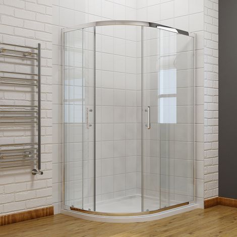 ELEGANT 1200x800mm Left Offset Shower Screen 6mm Nano Coated Glass Wet Room Shower Cubicle with Tray and Waste Trap (1/5)
