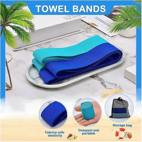 Lot de 4 bandes de serviette pour fauteuils de plage, piscine et croisière, pinces à serviette pour chaises, support de serviette pour plage FY (1/4)