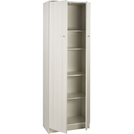 Armoire polyvalente d'entrée 2 portes 4 étagères salon Mainz - Eucalyptus (1/3)