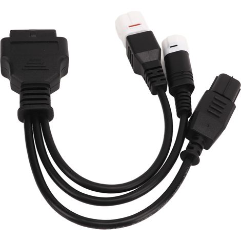 Adaptateur OBD2 femelle 16 broches pour moto, câble en Y 3-en-1, prolongateur de diagnostic à connecteur femelle, outil de test motocyclette, connectique robuste. (1/5)