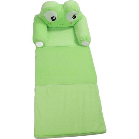 Canapé pliable pour enfants avec un adorable motif de dessin animé grenouille. Peluche courte, douce et confortable, canapé portable pour enfants à la maison. (1/5)