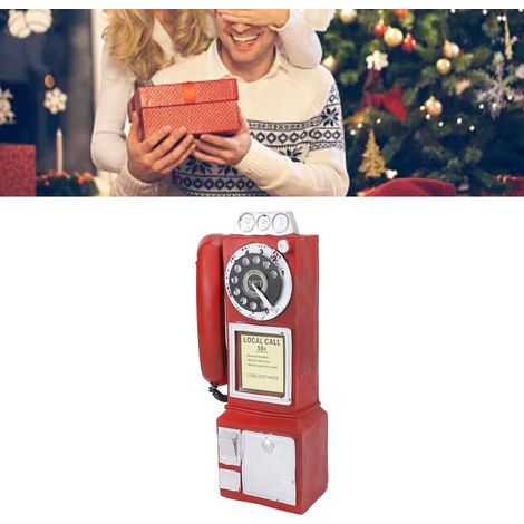 Modelo decorativo de teléfono vintage – Modelo de teléfono de resina roja, 9,5 x 7 x 28 cm – Decoración elegante de bar vintage (1/5)