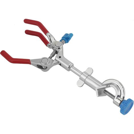 Pince de laboratoire réglable à trois branches pour flacon, éprouvette et condenseur (1/5)