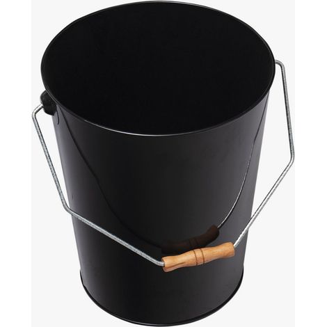 Werka Pro – Seau à cendre noir en métal 14L – Dimensions Ø haut 27cm, Ø bas 21cm, hauteur 34cm – Poignée ergonomique pour transport facile (1/4)