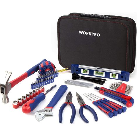 Workpro – Coffret multi-outils 100 pièces – Acier au carbone et Cr-V – Sac de rangement ergonomique – Pour travaux d'entretien et réparations (1/5)