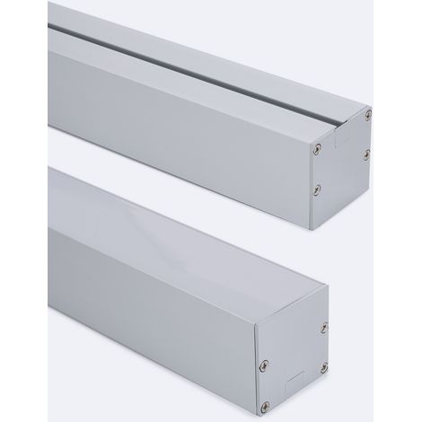 Profilo Alluminio a Sospensione XL 50x50 per Striscia LED fino a 45mm con Copertura Continua Alluminio 2 m Bianco traslucido