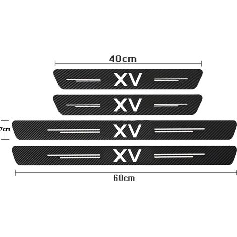 (4 pièces pour xV) Seuil de porte de voiture Subaru XV avec logo et motif fibre de carbone - Autocollant de protection - Accessoires auto (1/3)