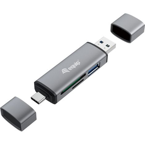 Equip 245460 lecteur de carte mémoire USB 3.2 Gen 1 (3.1 Gen 1) Type-A/Type-C Gris (1/5)