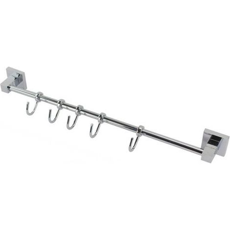Cleafe - Porta Asciugamani Con 5 Ganci Appendini Fissaggio A Parete Bagno Square 59195 - (1/2)