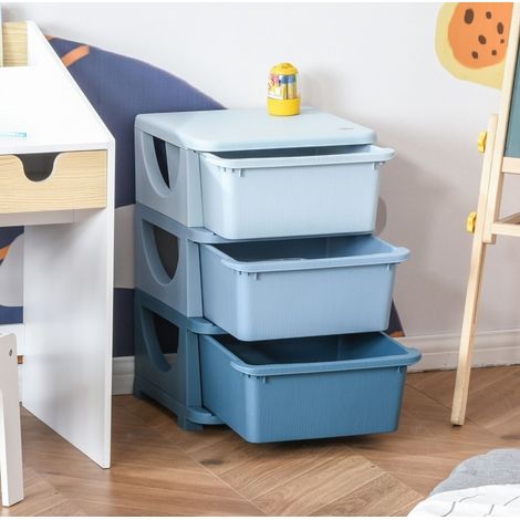 MEUBLIV mobile contenitore per bambini 37x37x56,5 cm blu - 3 cassetti, da montare (1/5)
