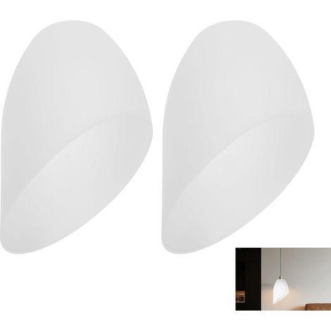 Set of 2 Horseshoe Lampshades, Tilted Plastic Lamp Cover with 30 mm Hole, Dust Protection for Wall Sconce, Hanging, Table Lamp, Indoor Decoration, White (1/5)