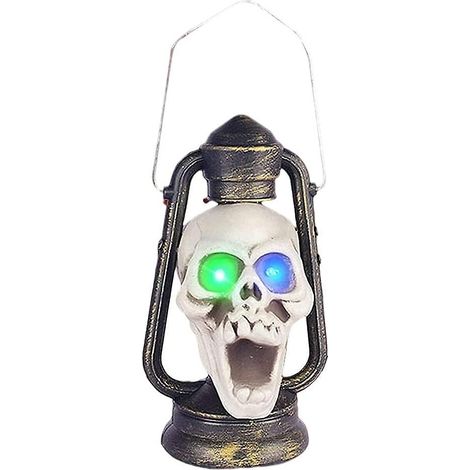 Lanterne d'Halloween en forme de crâne effrayant, lanterne squelette LED, décoration d'Halloween, accessoires pour maison hantée (1/4)