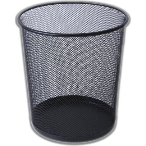XEPHO Corbeille à Papiers Métal Maille Noir - 26 X 23 cm - Poubelle de Recyclage de Papier en Métal pour Bureau, Maison, Chambre, École - Corbeille à Papiers Rond pour Bureau, Table, Meubles - Noir