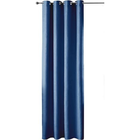 Tenda Porta Finestra Raso Sintetico 1 Pannello Coprente 140x280 Cm Occhielli Acciaio - Blu