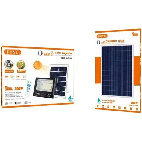 FARO LED con PANNELLO SOLARE CREPUSCOLARE 25W 40W 60W 100W 200W 300W 800W IP67 200