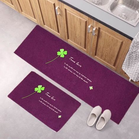 Tapis De Cuisine Une Piece Absorbant De L'eau Antidérapant Imprimé 45 X 70 Cm-SYC-Violet
