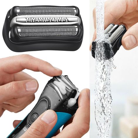 32B Compatible avec Braun Serie 3 Grille Rasoir,Tête de Rasage Electrique pour Hommes,Noir Tête de Rasoir électrique Series 3 Pièce de Rechange Adaptée pour 3070cc, 3050cc, 350, 350c (1/5)