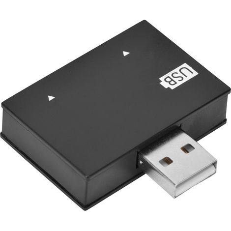 Hub USB 2.0 mâle vers double port USB, adaptateur, convertisseur et concentrateur de charge (noir) (1/5)