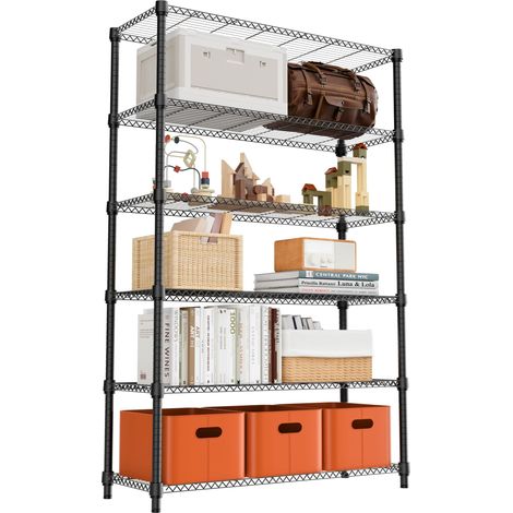 Étagère en métal à 6 niveaux pour charges lourdes, jusqu'à 953,4 kg, étagère de rangement extra stable pour garage, cave, atelier, entrepôt, buanderie et salle de loisirs, noir foncé, 45 x 120 x (1/5)