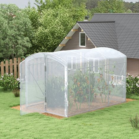 Tunnel-Gewächshaus, begehbar, transparente Folie, verzinkter Stahlrahmen, 3 x 2 x 2m