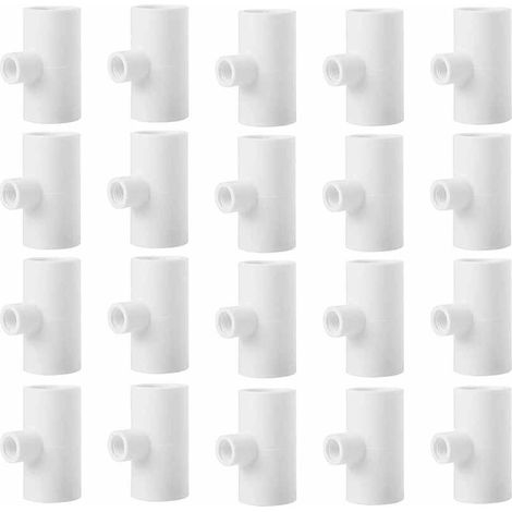 20 Raccords T en PVC 1/2 Pouces pour Système d’Abreuvement de Volailles – Connecteurs T pour Tubes Plastiques – Installation Facile