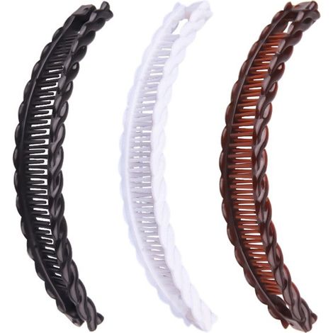 Pince à cheveux - 3 pièces - Pince à cheveux - Pince banane - Épingles à cheveux pour femmes - Pinces à cheveux longs à double peigne - Pour Cheveux fins et épais - Marron / Zwart/ Wit (1/5)