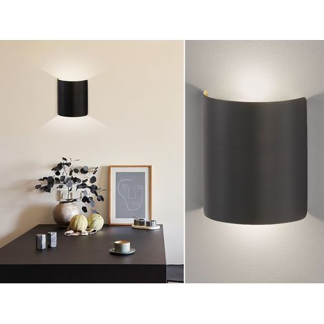 Flache LED Updown Wandleuchte HALV Schwarz / innen Gold, Höhe 15cm (1/5)