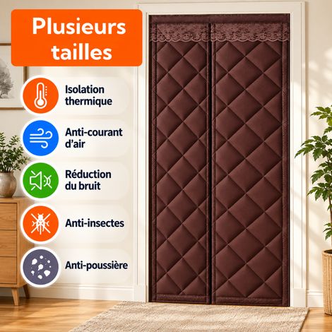 Rideau Thermique de Porte Magnétique 80190cm cm Rouge Bordeaux, Isolant Anti-Froid et Anti-Courant d’Air, Tissu Oxford (1/5)