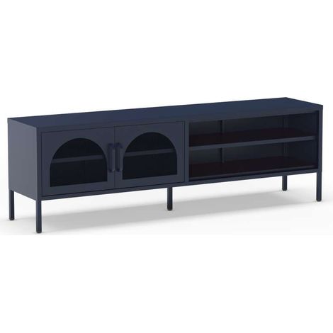 Mueble televisión modelo Dora 2 puertas acabado metal azul, 160cm(ancho) 50cm(alto) 35cm (largo) (1/5)