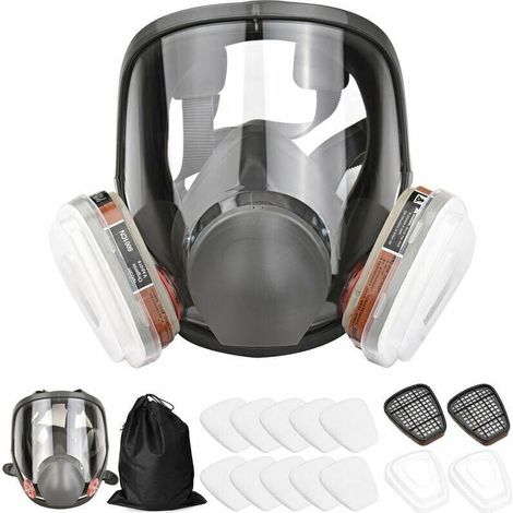 [NEVER USED] 16 in 1 Full Face Mask Silicone Full Face Mask Full Face Mask + Filter Box Cotton Filter 7-piece Set (1/4)