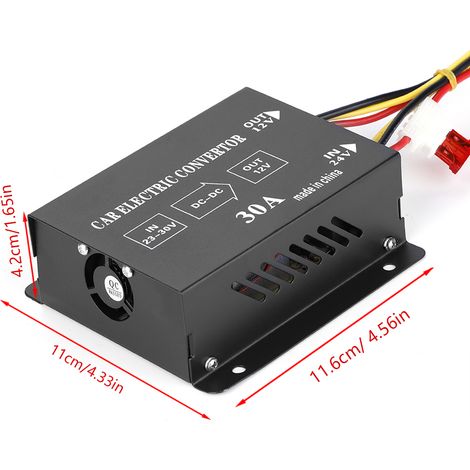 Convertisseur de tension 24V vers 12V 30A 360W pour camion et voiture, abaisseur de courant continu DC-DC, régulateur électrique robuste (1/5)