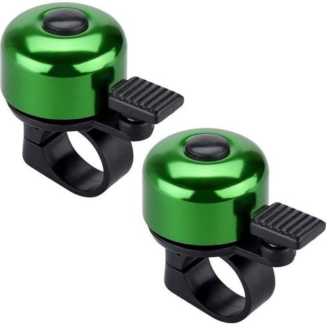 Lot de 2 sonnettes de vélo, aluminium/ABS, vertes, pour guidon de 22 mm (1/5)