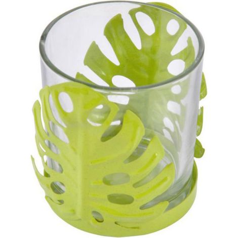 Photophore en Verre "Jardin d'Hiver" 8cm Vert Clair