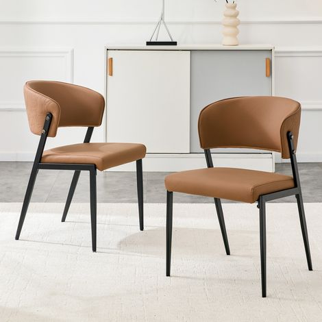 Sedie da pranzo moderne imbottite in PU, set da 2, marrone HAVRYA (1/5)