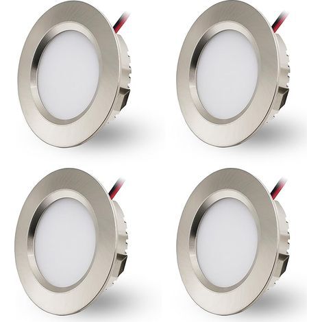 Spot LED Encastrable 230V 3W, LED Spot Etanche Salle de Bain IP44, Spots de plafond Trou Φ55-58mm, Extra Plat 15mm, Spots Encastrés Pour cuisine chambre, Lot de 4 (Nickel Blanc Chaud 3000K) (1/5)