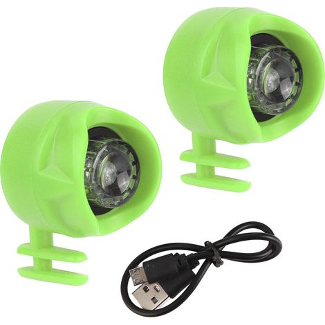Lot 2 lampes LED rechargeables USB pour chaussures, éclairage vert pour randonnée nocturne, vélo, course, marche (1/5)