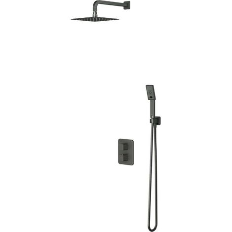 OMNIRES Parma - Set doccia con termostatico ad incasso, con corpo incasso, 20x20 cm, 3 getti, grafite SYSPM11GR