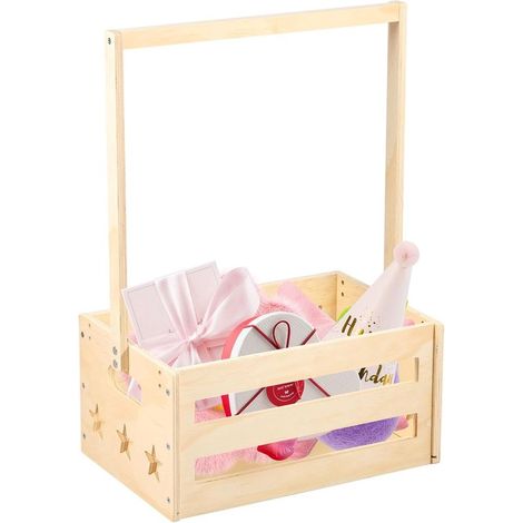 Coffret de rangement en bois pour baby shower, panier multifonctionnel avec poignée, panier de rangement en bois pour tout-petit, panier de bienvenue (1/5)