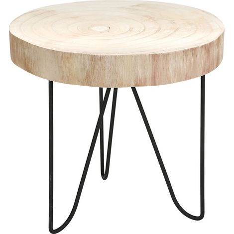 Massivholz Beistelltisch - Holz Tisch aus Baumscheibe - Sofatisch Couchtisch