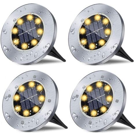 Lampes solaires de sol, lampes solaires de jardin étanches, lampes de jardin extérieures améliorées, lampes de sol lumineuses, lampes de paysage pour allées, patios, terrasses, pelouses, pack de quatr (1/5)