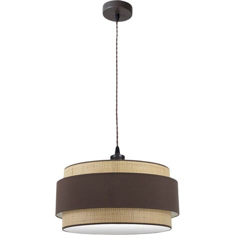 Lampada a sospensione marrone/naturale modello Kandy 2xE27 dimmerabile FABRILAMP (1/2)