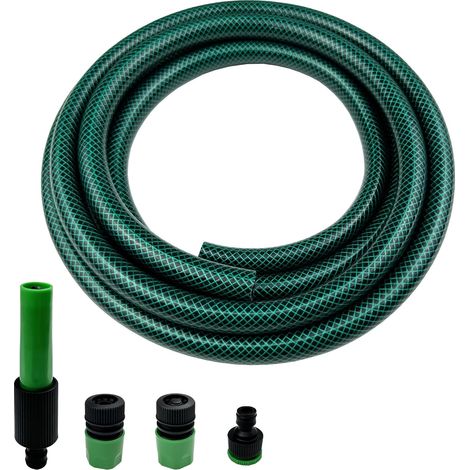 Tuyau d'arrosage court en PVC avec connexion rapide en plastique – 3 m, étanche et anti-nœuds, tuyau de raccordement ID de 12 mm pour machine à laver, camping-car, caravane (1/5)