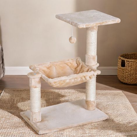 Arbre à chat beige en spanplatte Sisal Plüsch 50 x 36 x 70 cm (1/5)