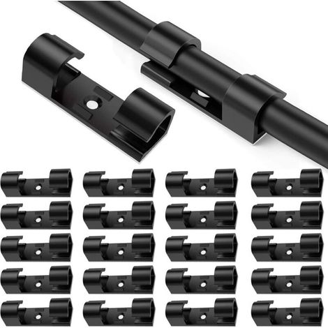 20 x Cable Clips, Cable Organizers - Adhesive Cable Clips for TV/Charger/Car/Office - Black (1/5)