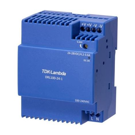 TDK-LAMBDA DRL-100-12-1 FUENTE DE ALIMENTACION CARRIL DIN 24 V 3,67 A 100,8 W 1 PZA(S)