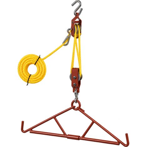 Palan de Chasse 250 kg avec Poulie & Frein Corde de 12 m, Système de Levage pour Game Hoist & Chasse au Grand Gibier Potence de Triage & Treuil Manuel avec Double Poulie (1/5)